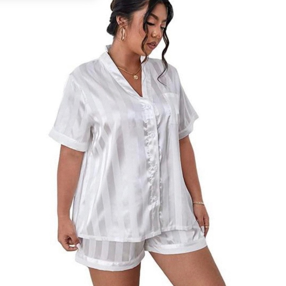 Satin White Sleep Set Pajamas